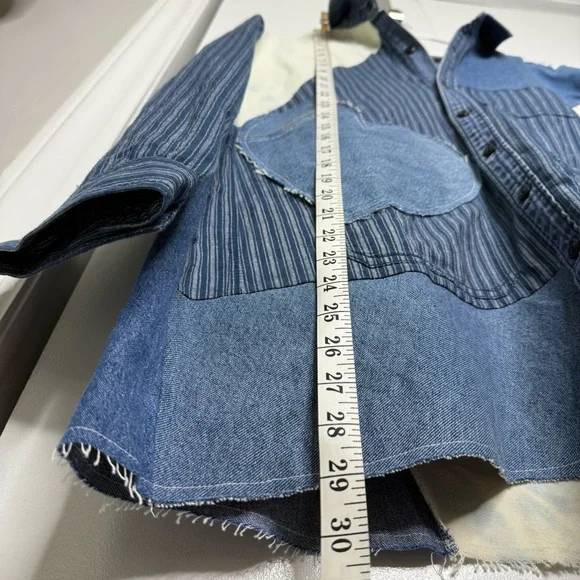 Free People X Tricia Fix Heart Appliqué Shirt Denim 100% cotton - XS NWT - Picture 11 of 11